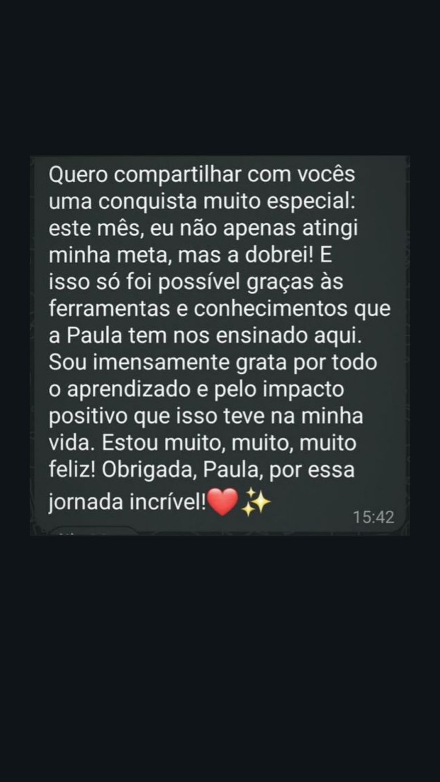 Depoimento sobre transformação pessoal